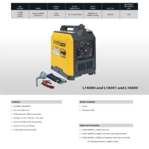 A page from the catalog of a portable generator.