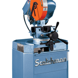 Metal cutting machine with blue base.