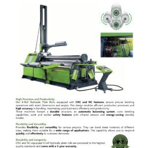 Hydraulic plate roll machine with CNC features.