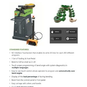 GDB rotary draw benders with features list.