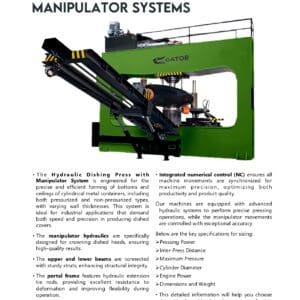 Hydraulic dishing press and manipulator systems brochure.