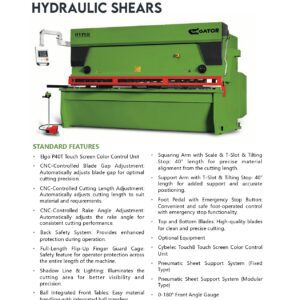 HYPER CNC VARIABLE RAKE HYDRAULIC SHEARS