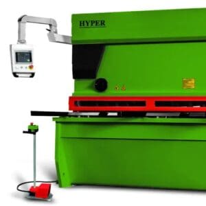 Green industrial machine with control panel.