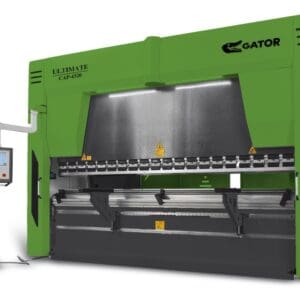 Green industrial press brake machine.
